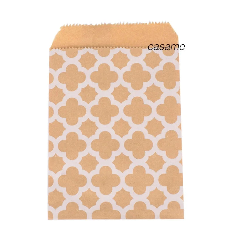 Wave Dot Kraft Paper Candy Bags – 50ks dárkové a balicí sáčky na sladkosti