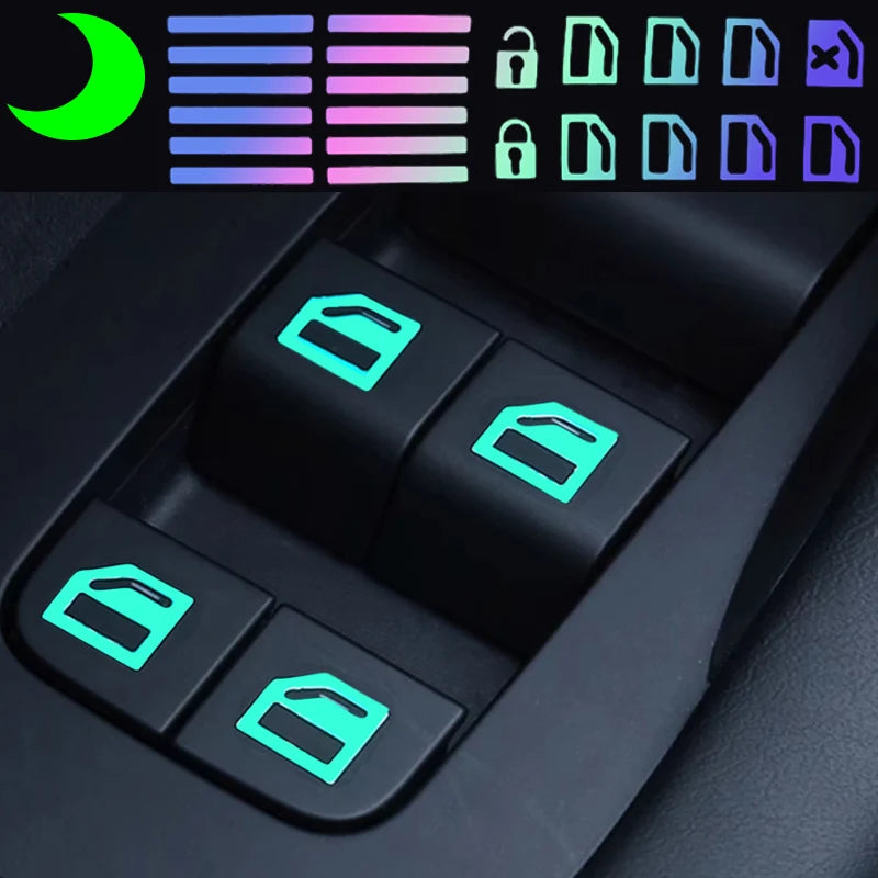 Autocollants lumineux pour boutons de fenêtre de voiture – Options de feuilles