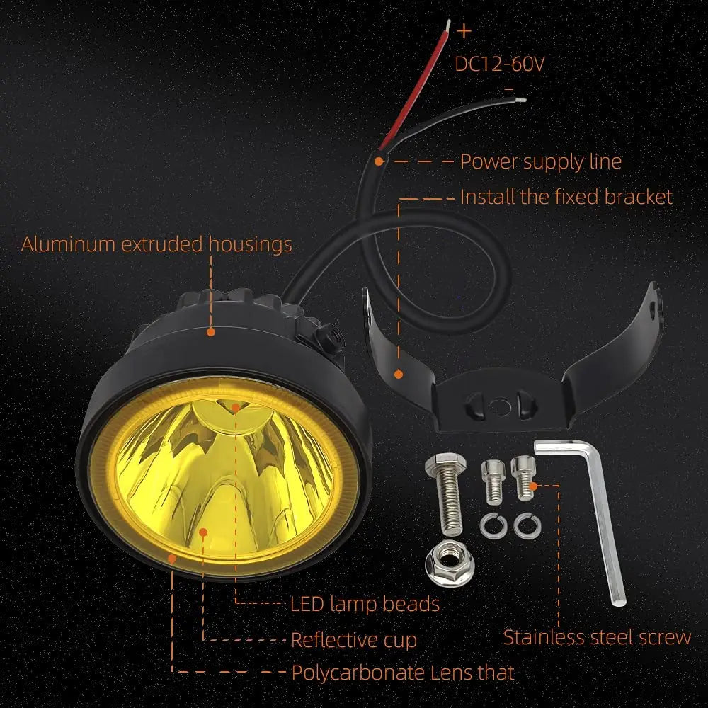 NLpearl 2pcs 12V 24V Led Work Light Offroad 4 Inch Round Spotlights Fog Light For Car ATV Dirt Bike Pickup Truck Boat Motorcycle