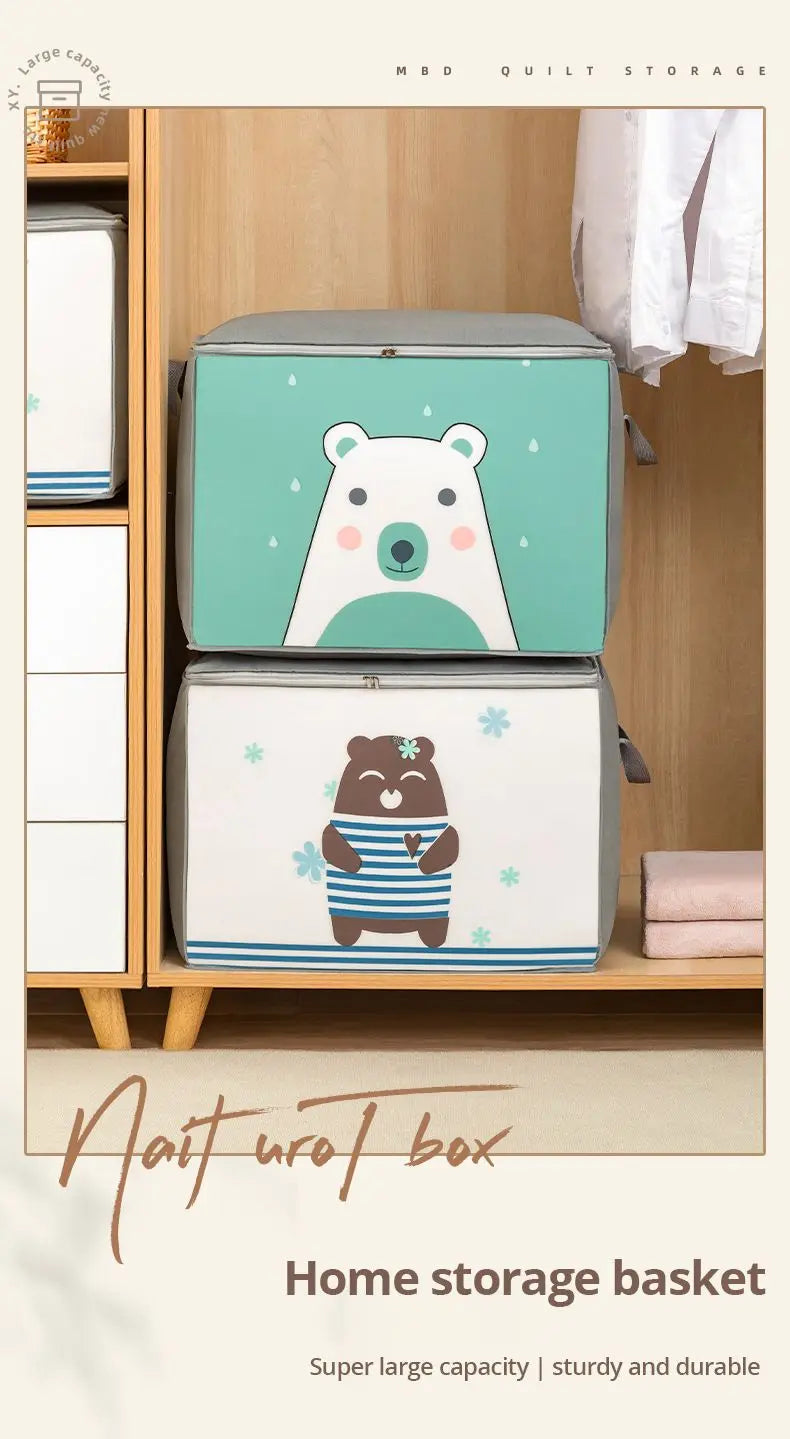 1pc Large Capacity Clothes Storage Bag Organizer With Reinforced Handle For Blankets Bedding Foldable With Zipper Storage Bag