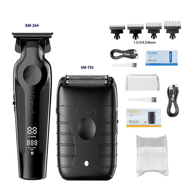 Kemei KM-1858 9000RPM 10W Hair Clipper,KM-264 Rechargeable Electric Trimmer,Original KM-T95 Shaver For Men Barber Clippers Kit