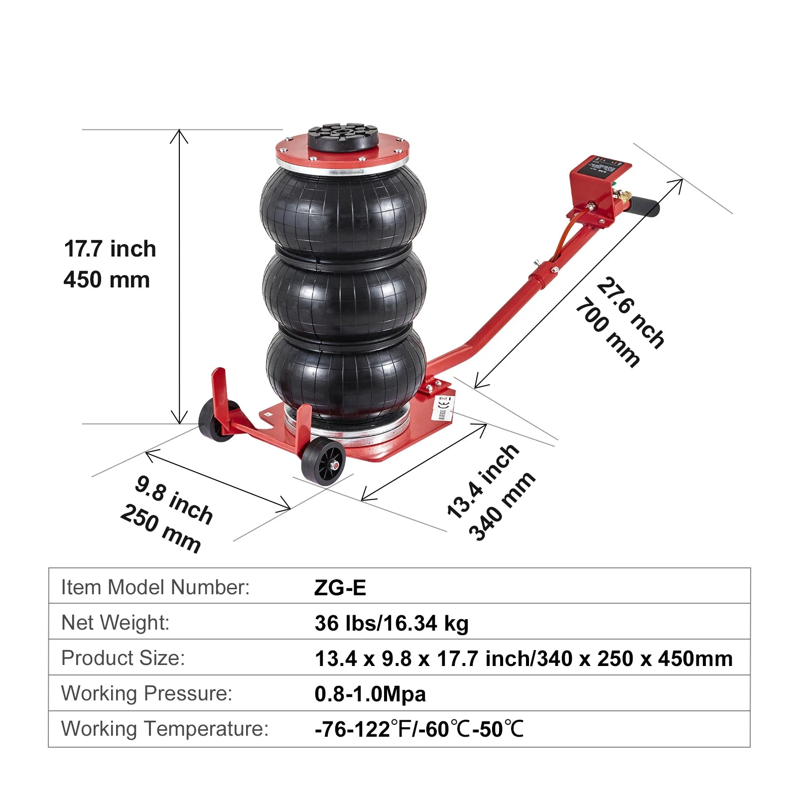 3 Ton Air Bag Jack Quick Lift Pneumatic Car Jack with Wheels