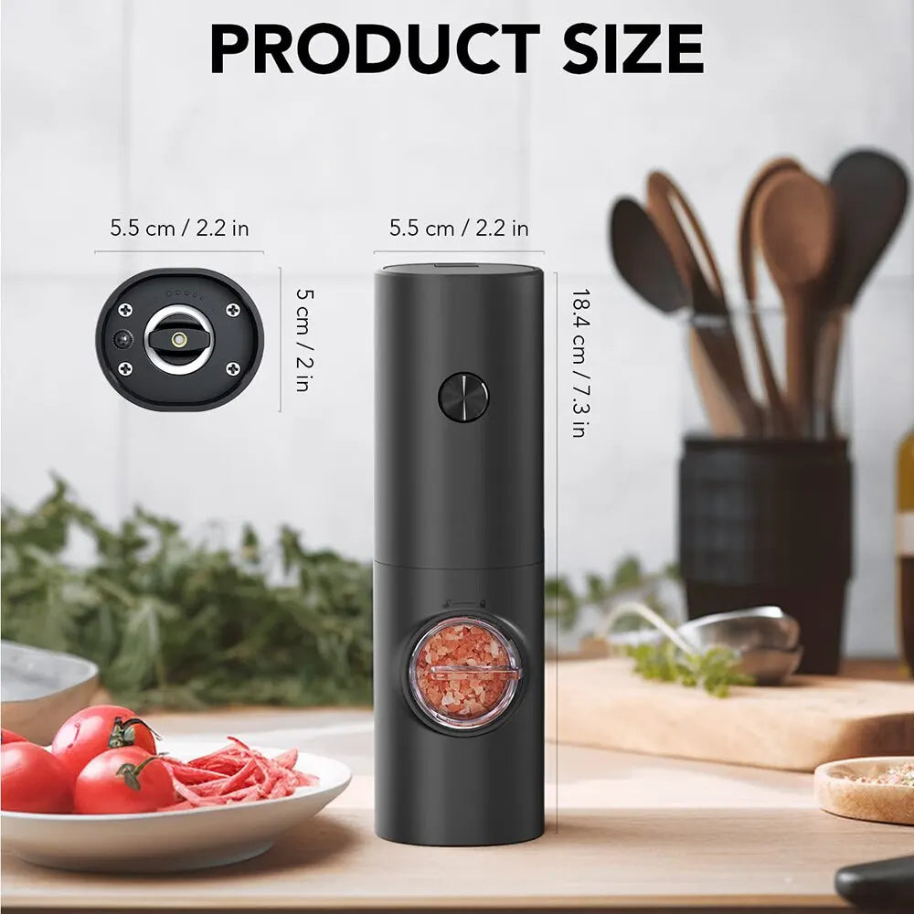Electric Salt or Pepper Grinder with Adjustable Ceramic Burr
