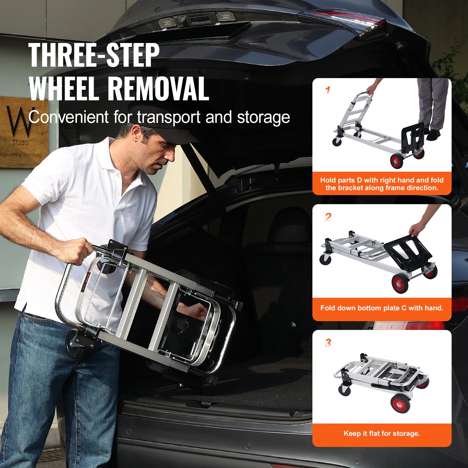 400 lb Folding Hand Truck Convertible Dolly Cart with Wheels