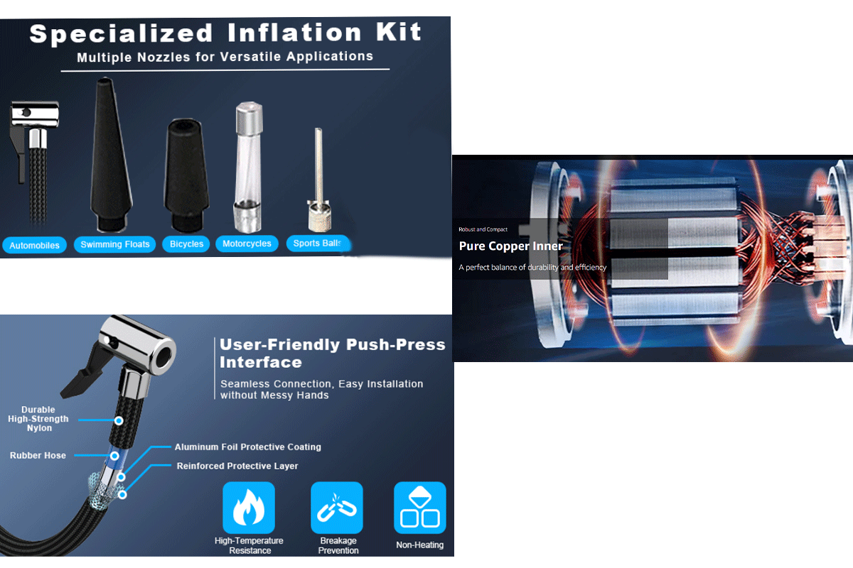 Startér s kompresorem na pneumatiky 150PSI automobilová vzduchová pumpa