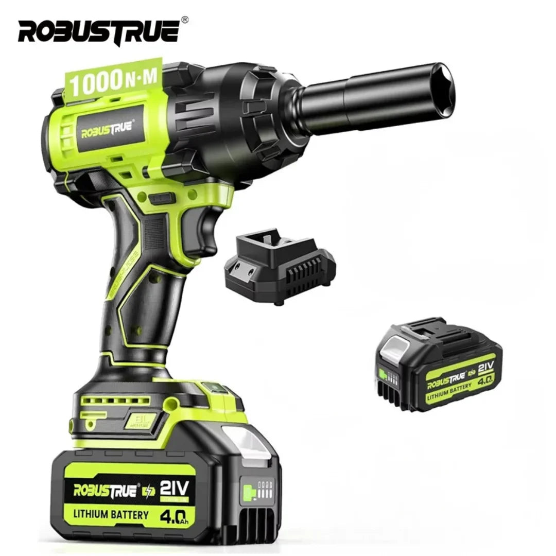 1000N.m Brushless Cordless Impact Wrench with 2 x 4.0Ah Batteries