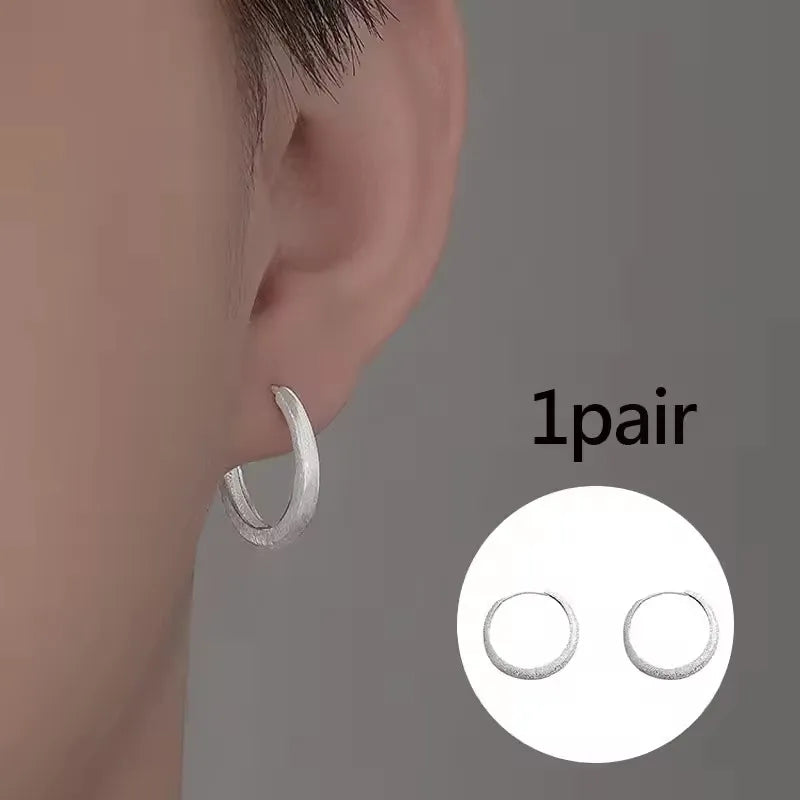 925 Sterling Silver CZ Star Moon Asymmetric Hoop Earrings