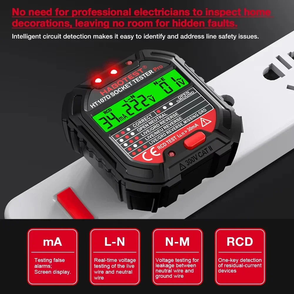 Socket Wiring Tester with Plug and Model Options