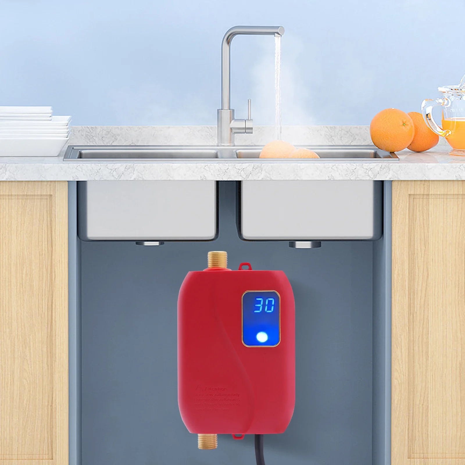 3000W Tankless Water Heater 110V Instant Hot Water with LED