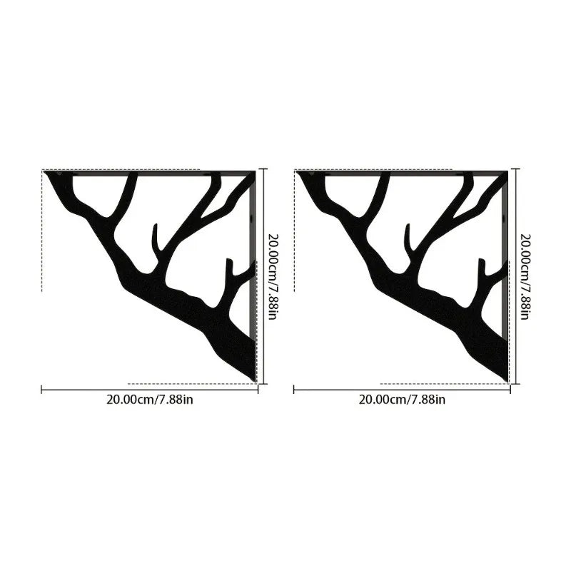 L-Shaped Metal Wall Brackets for Holding Branches, Space-Saving