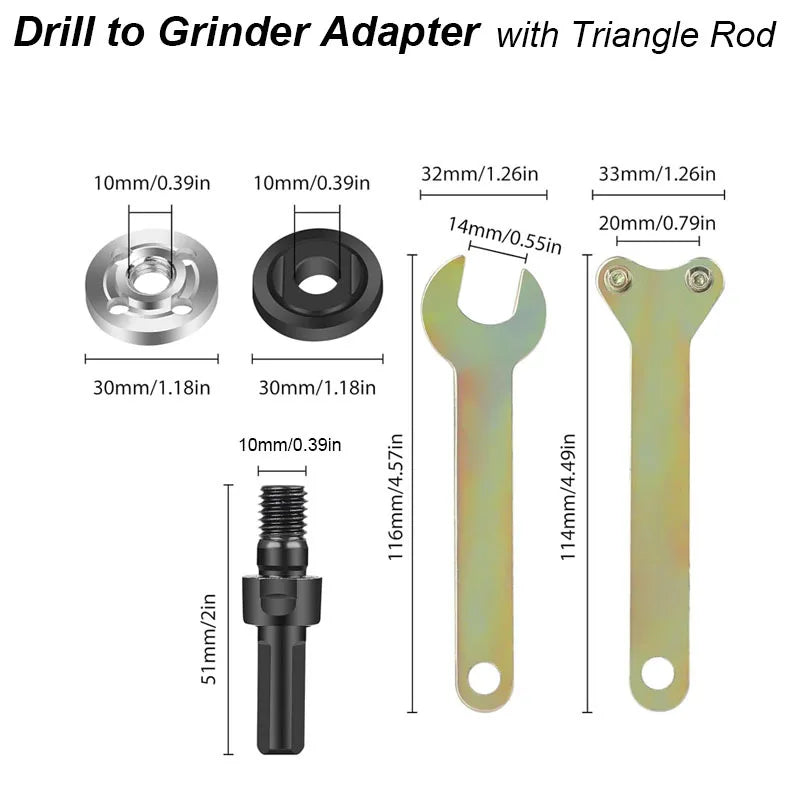 Angle Grinder Adapter For Electric Power Drill Converter Attachment Flange Nut Parts Set Connect Rod Disc Wheel Arbor Mandrel