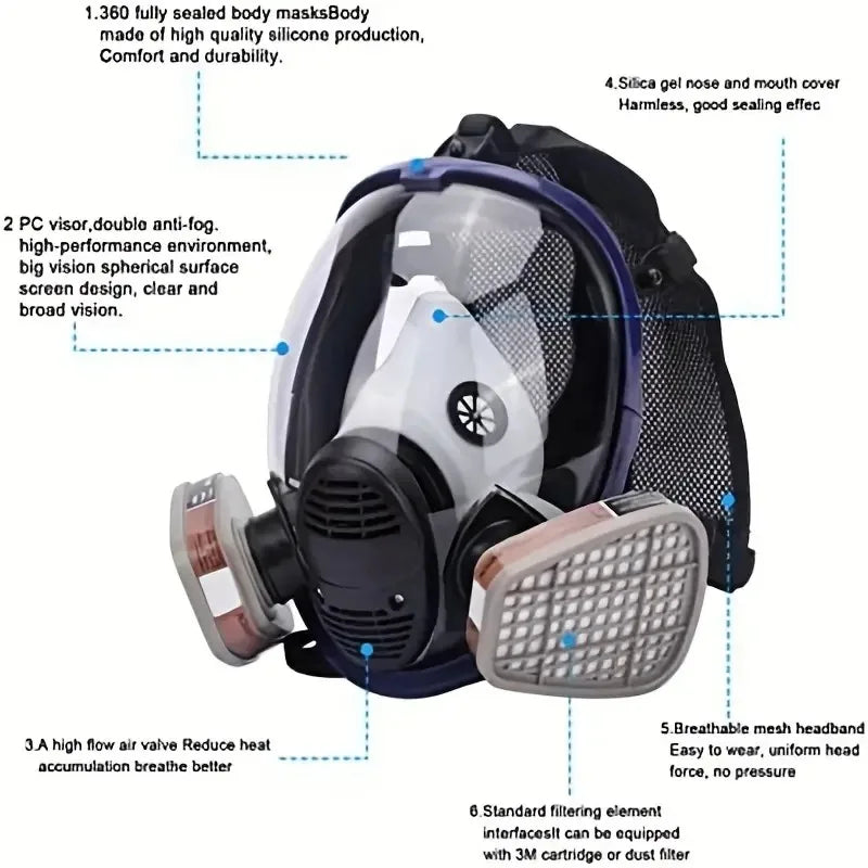 Helmaske 6800 med anti-dug linse og dobbelt filtrering
