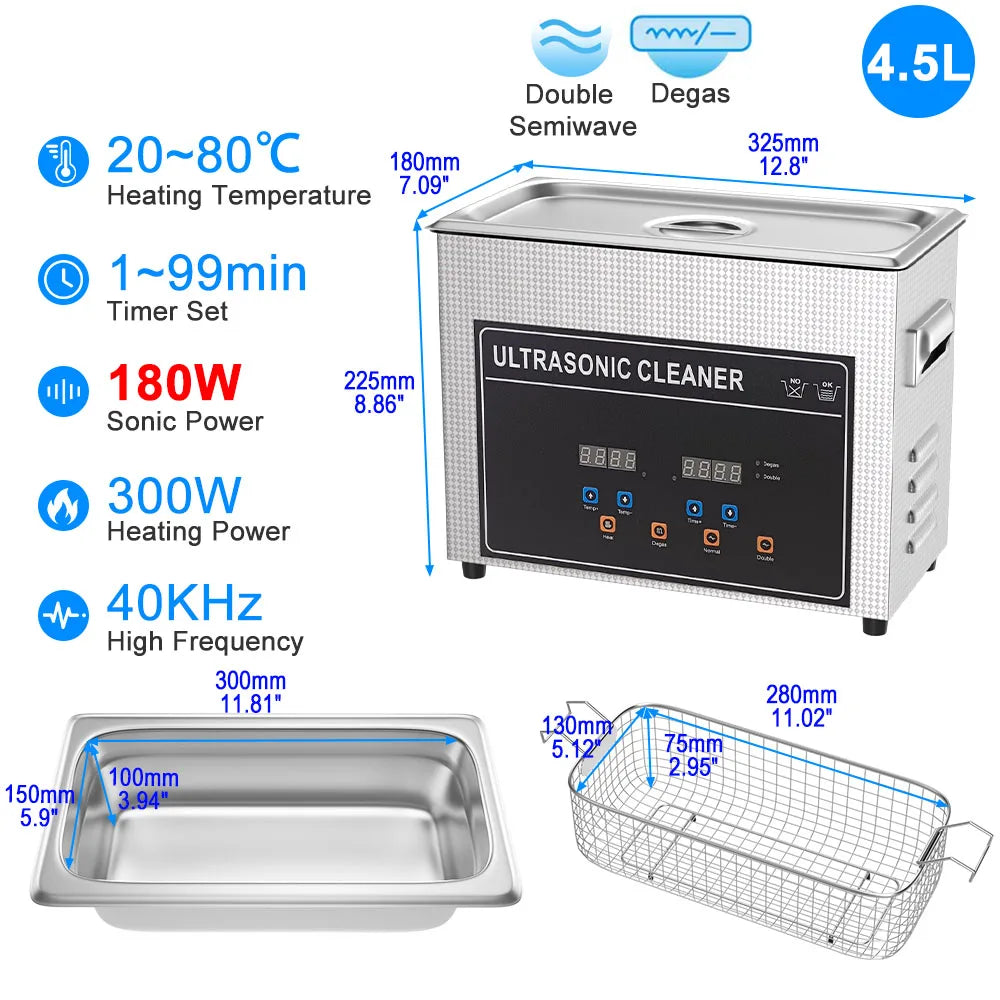 Υπερηχητική Συσκευή Καθαρισμού 1,3L–30L 40kHz Βαθιάς Καθαρισμού