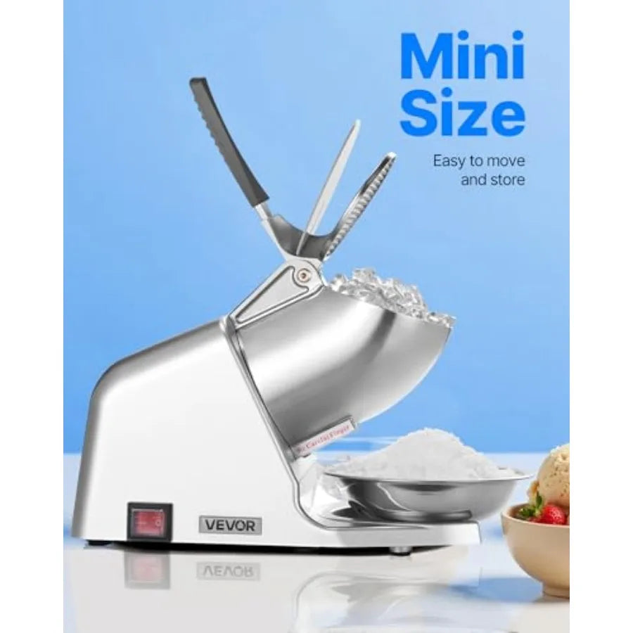 Electric Ice Crusher Machine 143lbs/hr Snow Cone Maker with Bowl