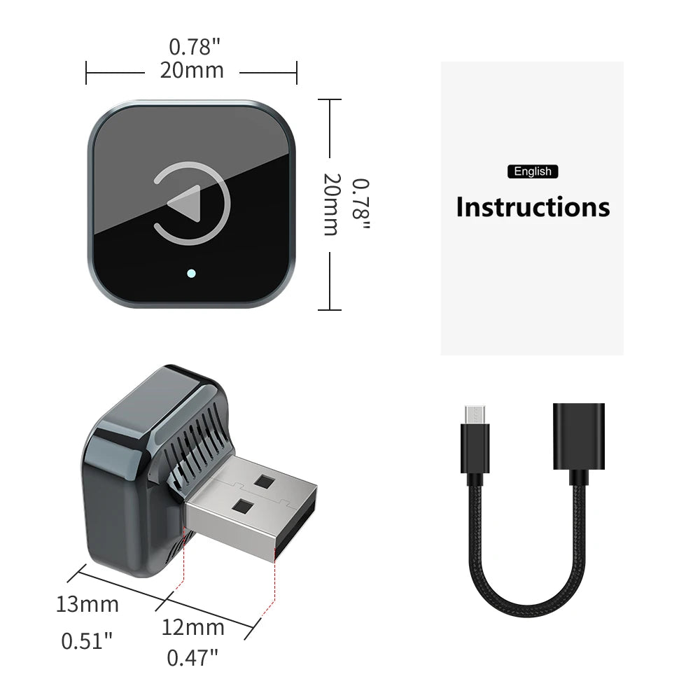 (2026 Ulepszony) Adapter CarPlay bezprzewodowy dla Apple iPhone & Android Mały rozmiar Plug and Play Szybkie i stabilne połączenie Bezprzewodowy
