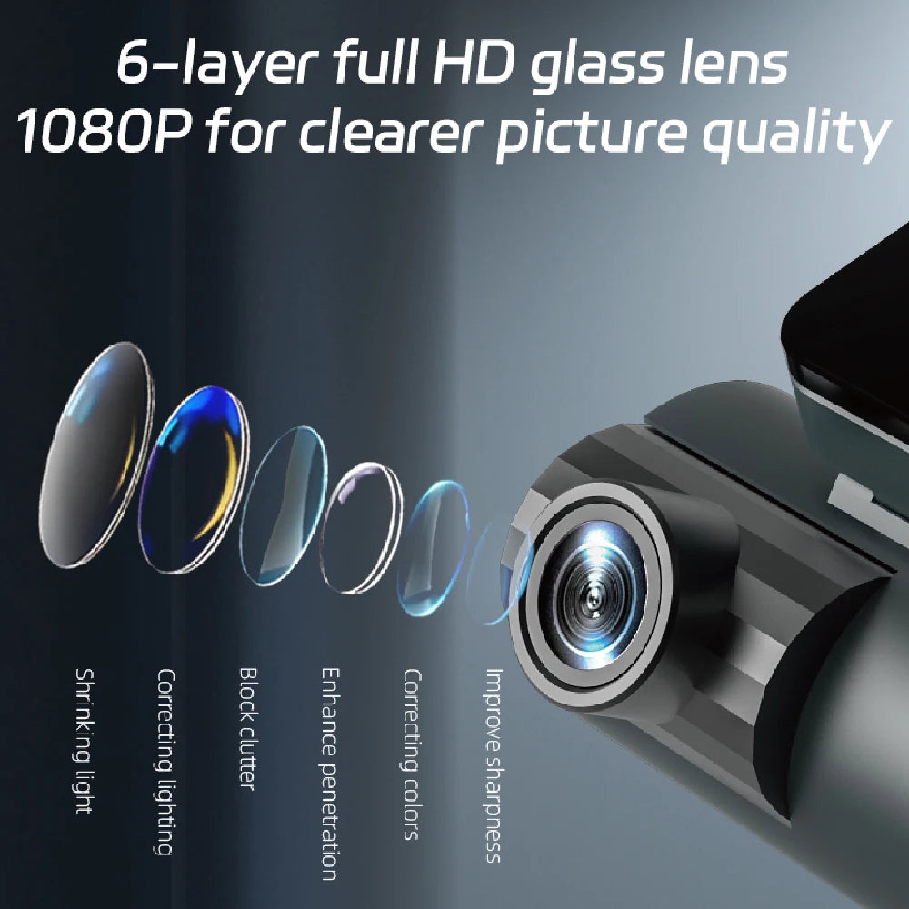 1080P 3-Way WiFi Dash Cam Front Inside Rear with Night Vision