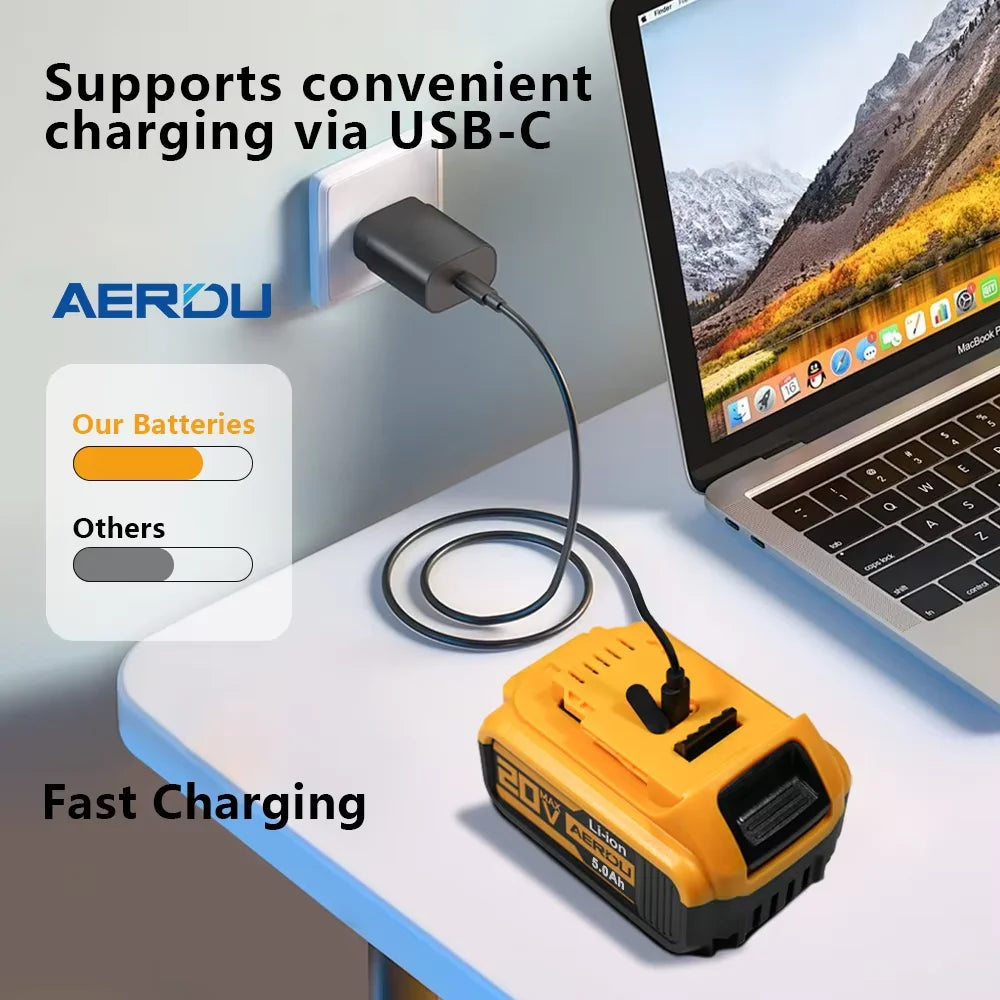 20V Li-Ion Replacement Battery 5Ah USB-C PD65W