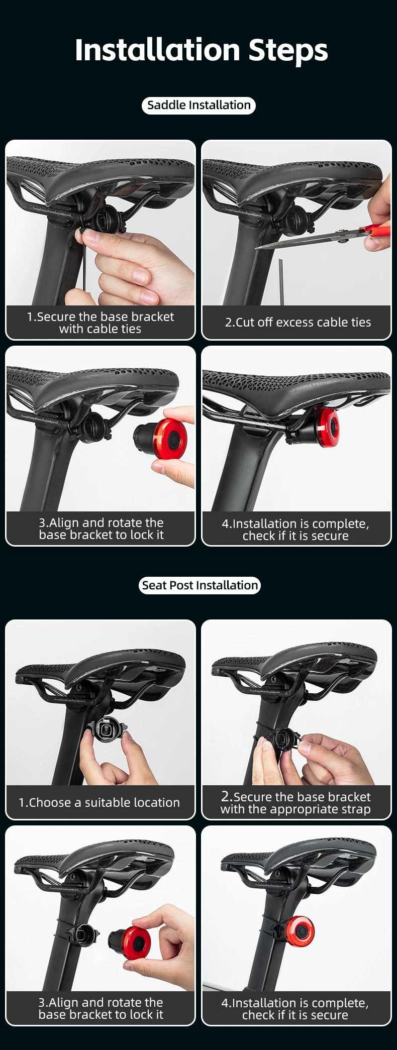 Smart Bike Tail Light with Auto Sensing & Waterproof IPX7