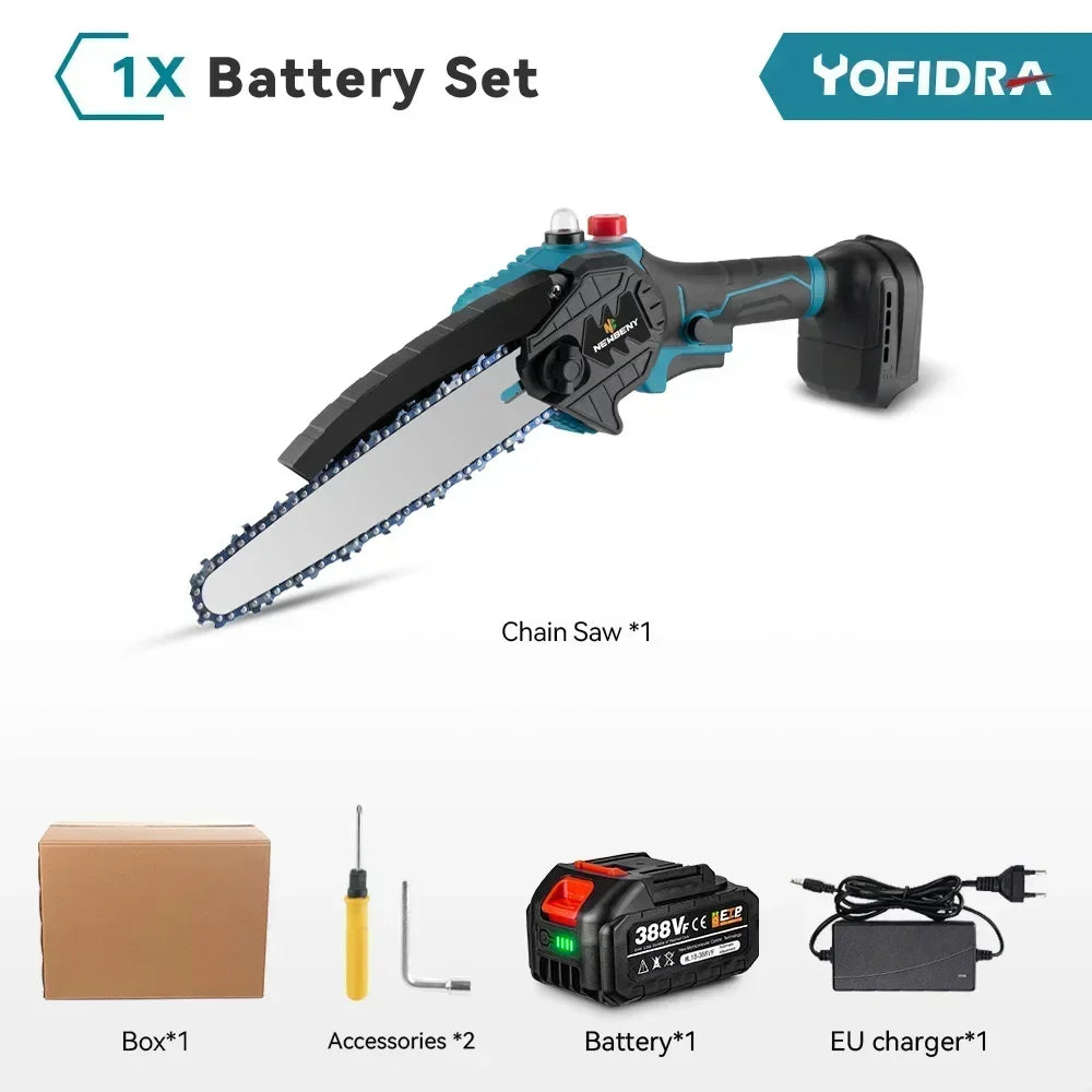 8 Inch Brushless Electric Saw Cordless Oiler Handheld Garden Wood Cutting Logging Chainsaw Power Tool For Makita 18V Battery Pin