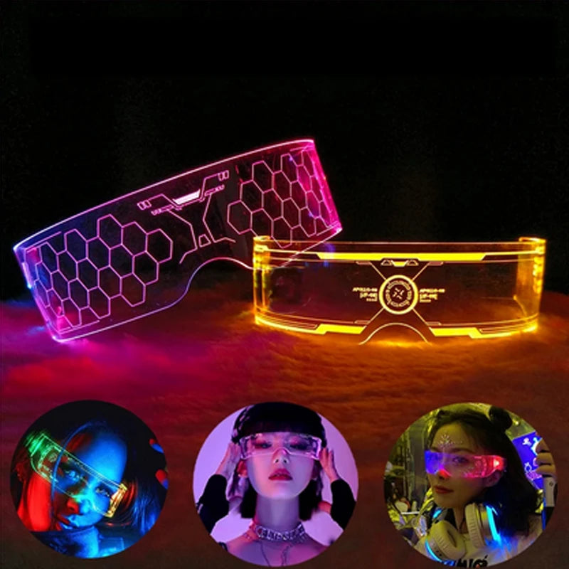 LED Luminous Futurist Cyberpunk Glasses LED Light Up Glasses cool cyberpunk glasses for man women cospaly supplies