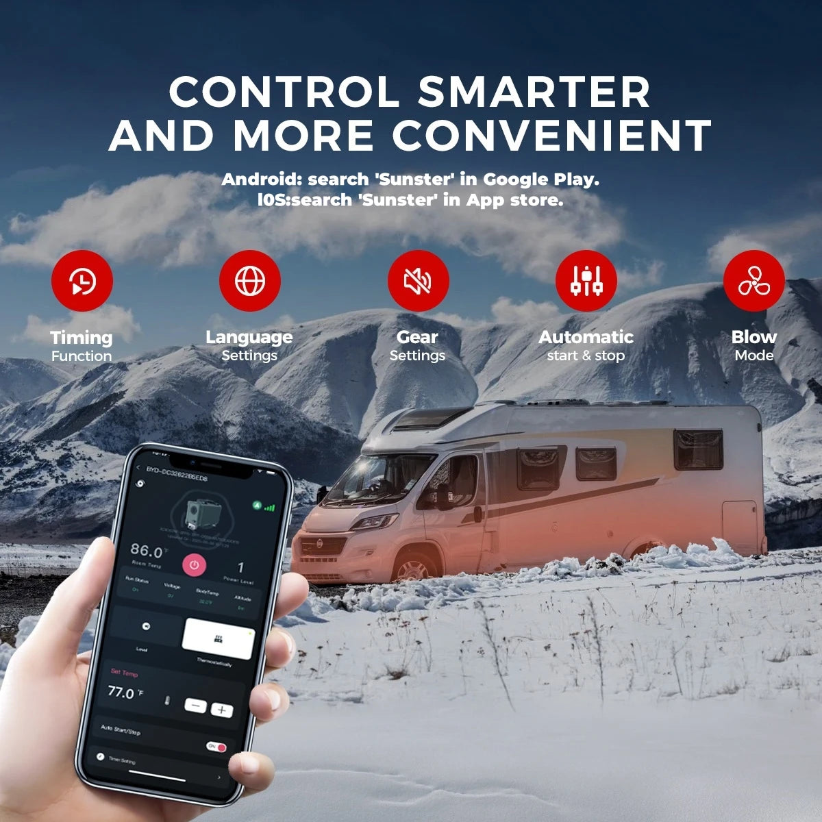 8KW Diesel Air Heater with Bluetooth App, LCD and Remote