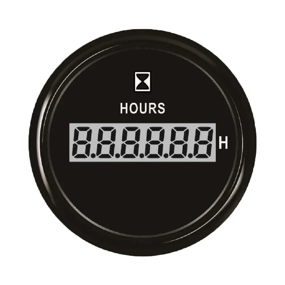 Digital timeteller på 52 mm med rød bakgrunnsbelysning, 9–32 V