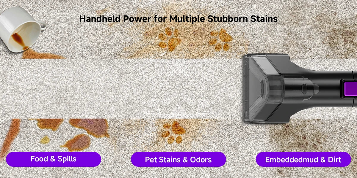 Honki 530W Carpet Cleaner Machine 20KPa Strong Suction Handheld Multifunctional Cleaner for Pet Hair Upholstery Sofa Mat Bed Self-cleaning Energy-saving Portable Wet and Dry Deep Cleaning Appliances