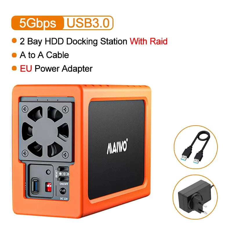 Dual-bay SATA-dockingstation voor HDD en SSD, USB 5Gbps