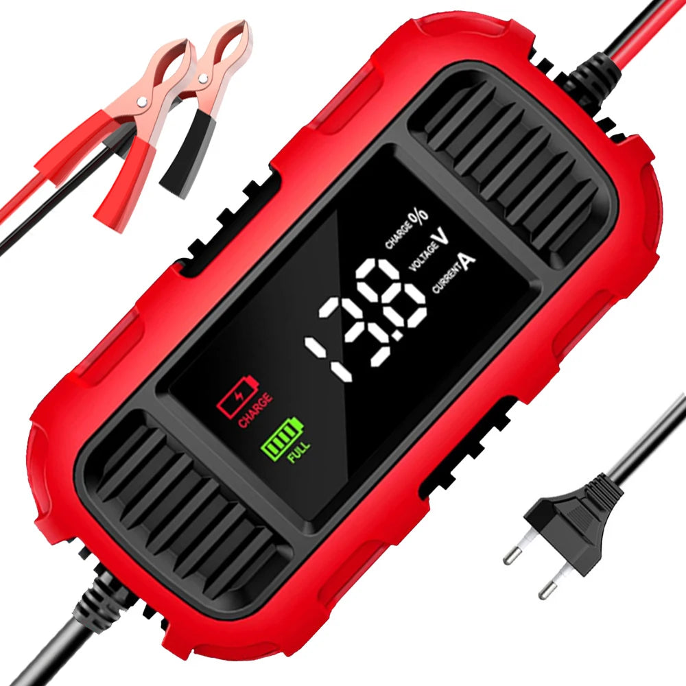 Intelligentes digitales Batterieladegerät und Batterieerhaltungsgerät für Blei-Säure-Batterien, zum Laden von Auto-, Motorrad- und Motorrollerbatterien
