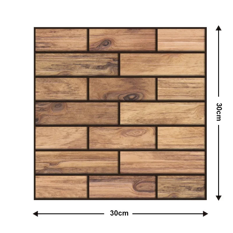 10Pcs 3D Self-Adhesive Wall Stickers 30x30cm Waterproof PVC Wallpapers Removable Wall Art Murals for DIY Home Living Room Decor