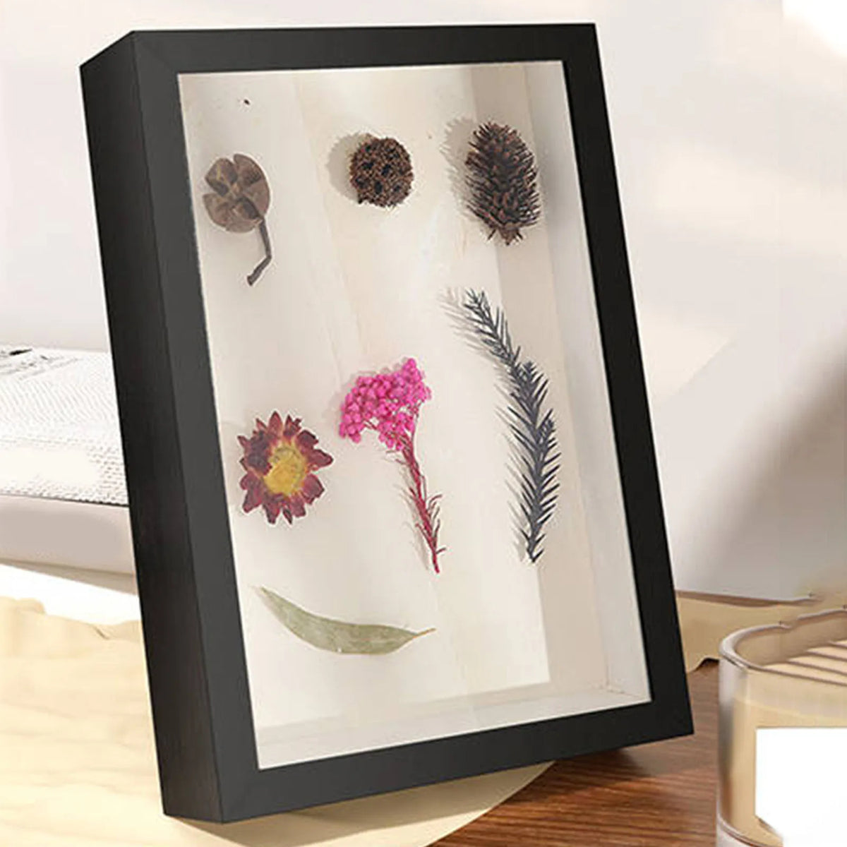 Wooden Shadow Box Frame for Keepsakes and Dried Flowers