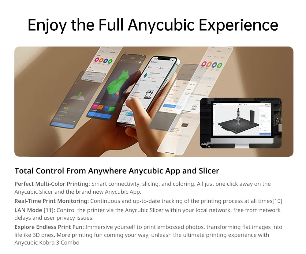 ANYCUBIC Kobra 3 Combo AE Version Multi‑Color FDM 3D Printer