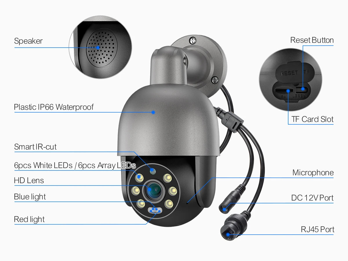 4K 8MP PTZ PoE IP Camera with AI Human Detection and Two-Way Audio