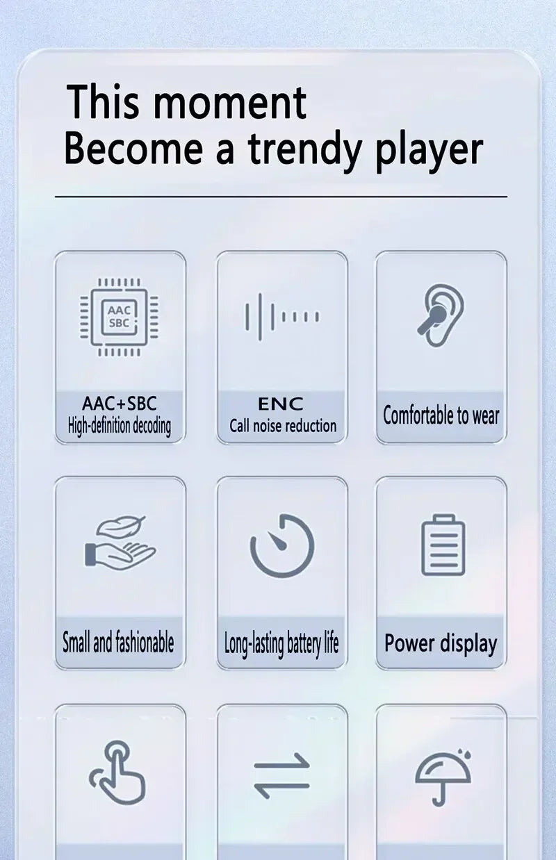 Original T2 Wireless Bluetooth Earphone with HiFi Sound and LED Display