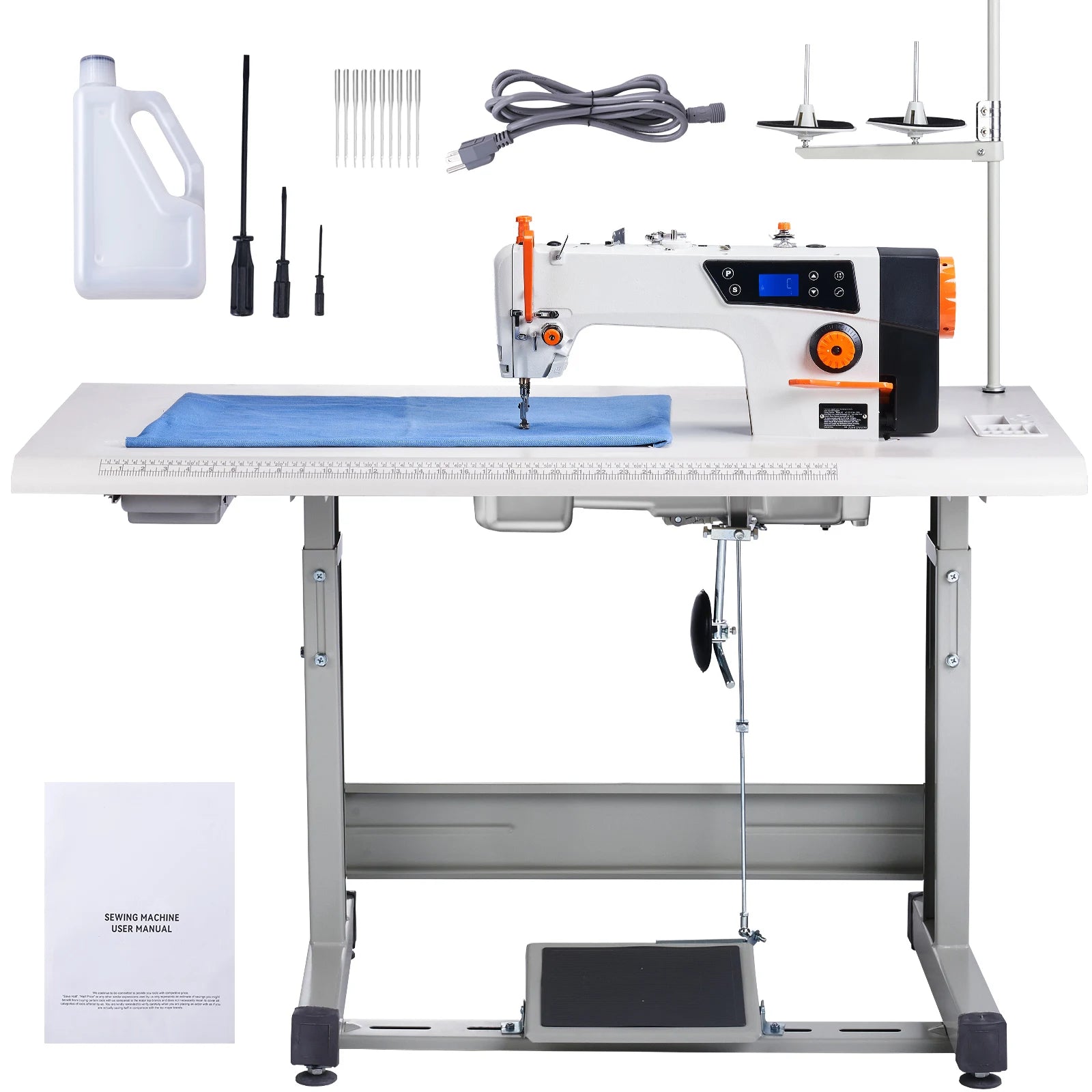 Machine à coudre industrielle à point noué 550W servo, 5000 SPM avec table