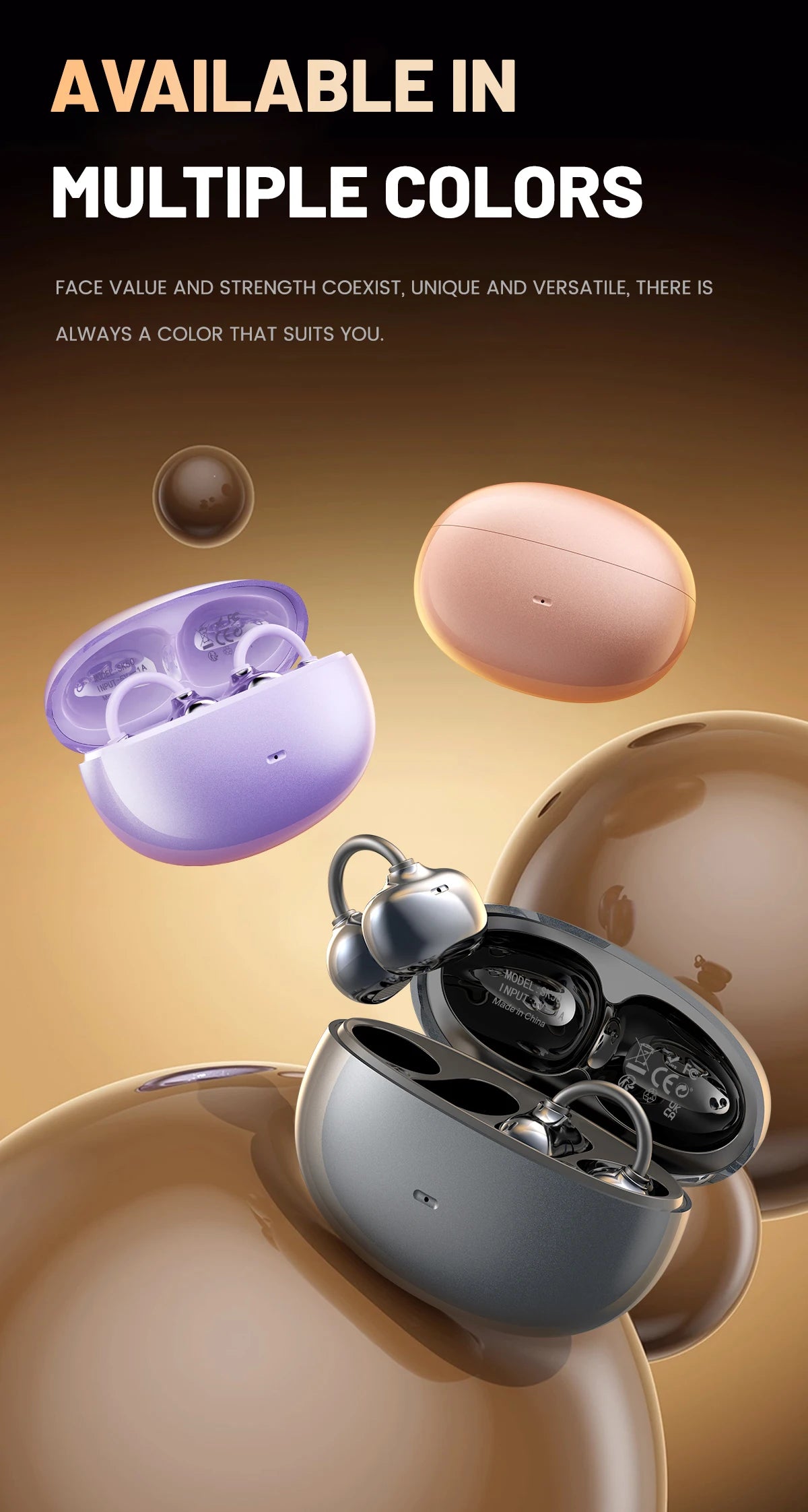 Open Ear Clip Wireless Bluetooth Earbuds with Mic