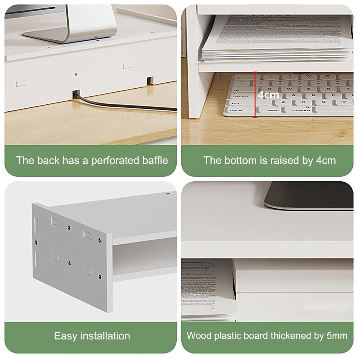 Organizador de secretária de três níveis e suporte para monitor