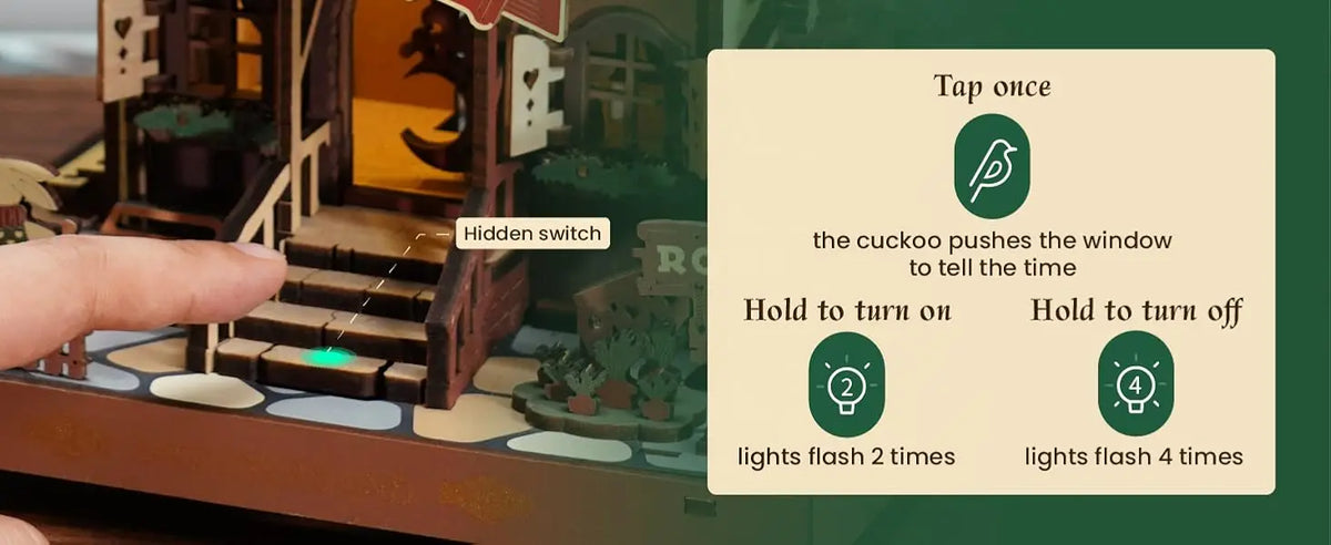 Fa kakukkos óra puzzle készlet mozgó madárral és fényekkel