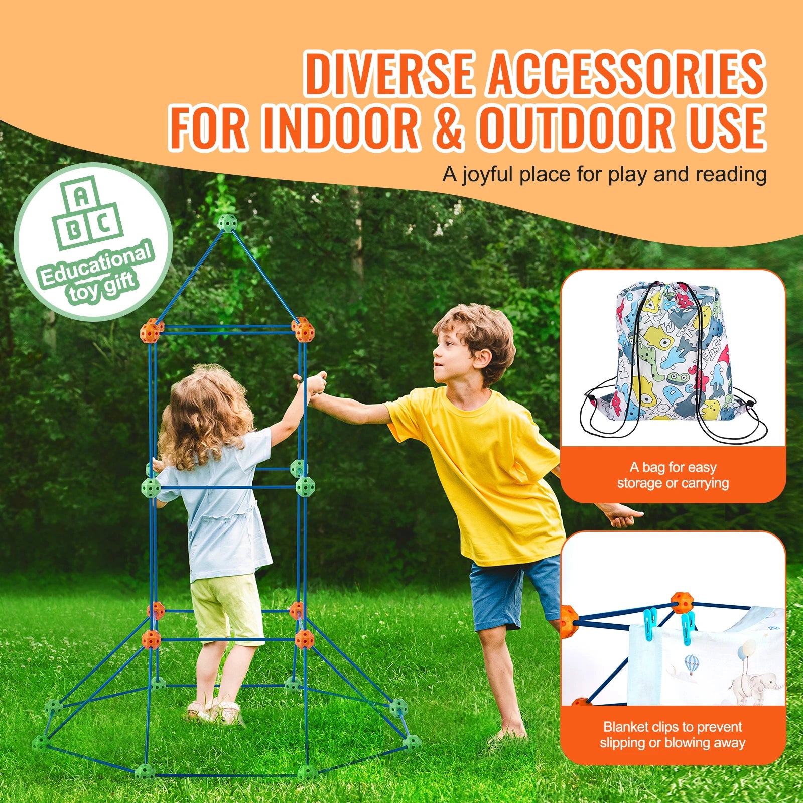 Kids Fort Building Kit with 120 Pieces Creative Indoor Play Set