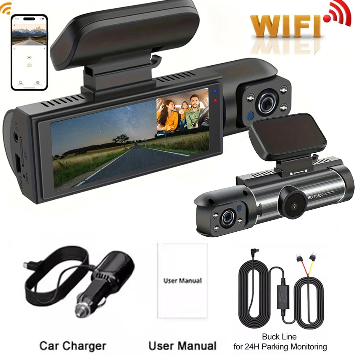 Dual-View Wi-Fi Dash Camera - Card Options