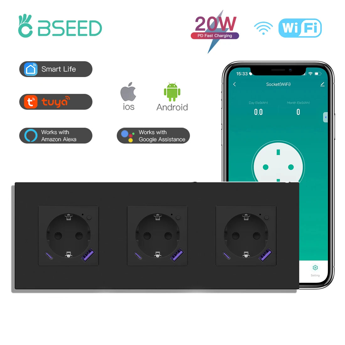 Wi-Fi Wall Socket with USB-C Charging - Options