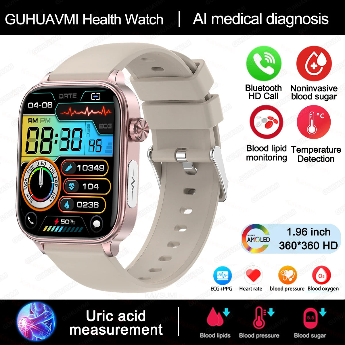 Ceas inteligent cu ecran tactil cu apelare Bluetooth