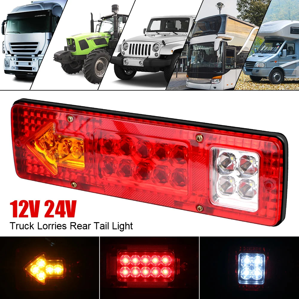 19LED Tail Lights Reversing Stop Brake Indicator 12V 24V For Trailer Lorries Truck Taillights Turn Signal Lamp Car Accessories
