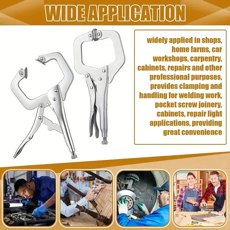 Adjustable Locking C-Clamp Pliers - Pack Options
