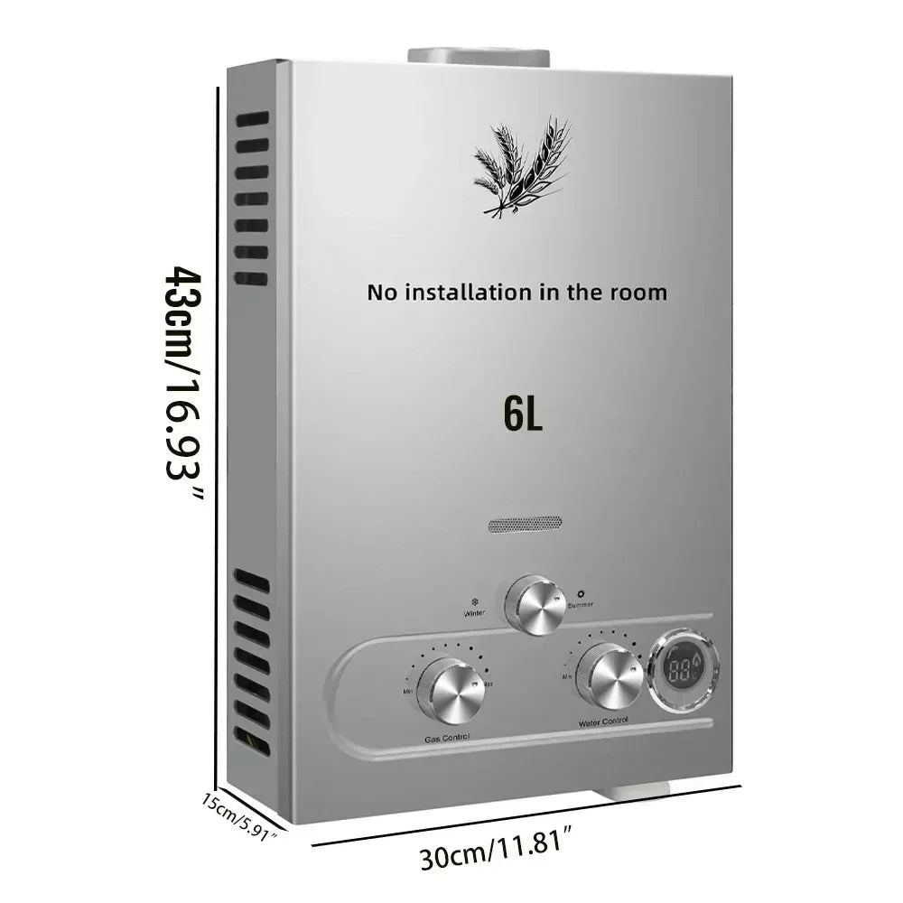 SIHAO 6L 8L 10L 12L 16L 18L LPG Portable Instand Water Heater Propane Gas LPG Wall-Mounted Tankless Water Heater Digital Display