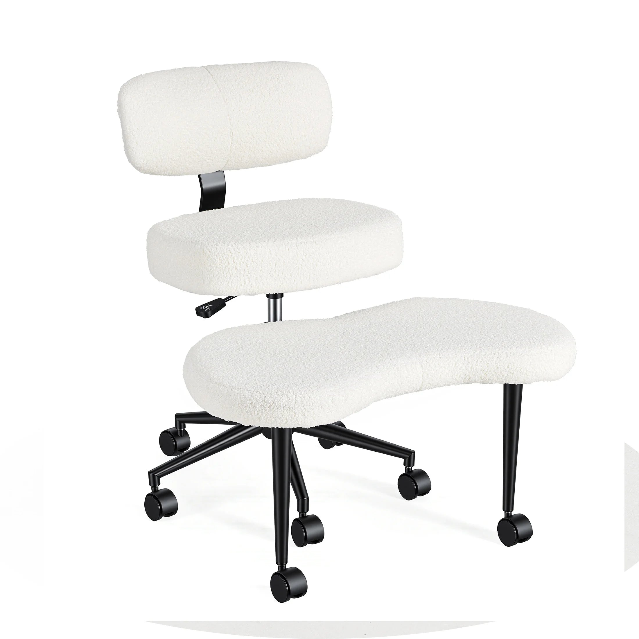 Ergonomická kancelářská židle bez opěrek rukou s bederní oporou a otočnými kolečky