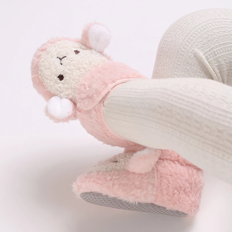 Cute Bear Baby Shoes Soft Plush Winter First Walkers