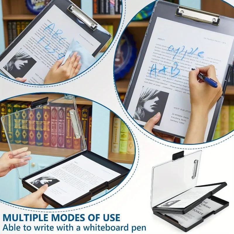 Storage Clipboard with Clear Top Panel and Two Boxes