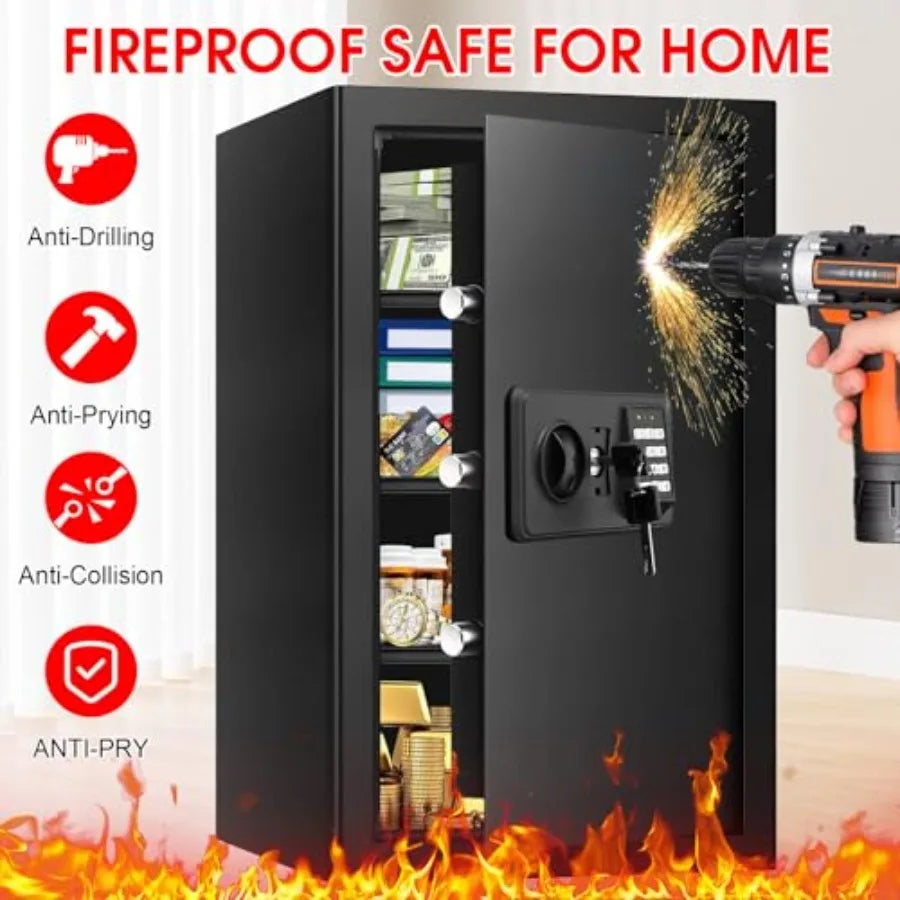 Fireproof Waterproof Home Safe with Keypad and Spare Keys
