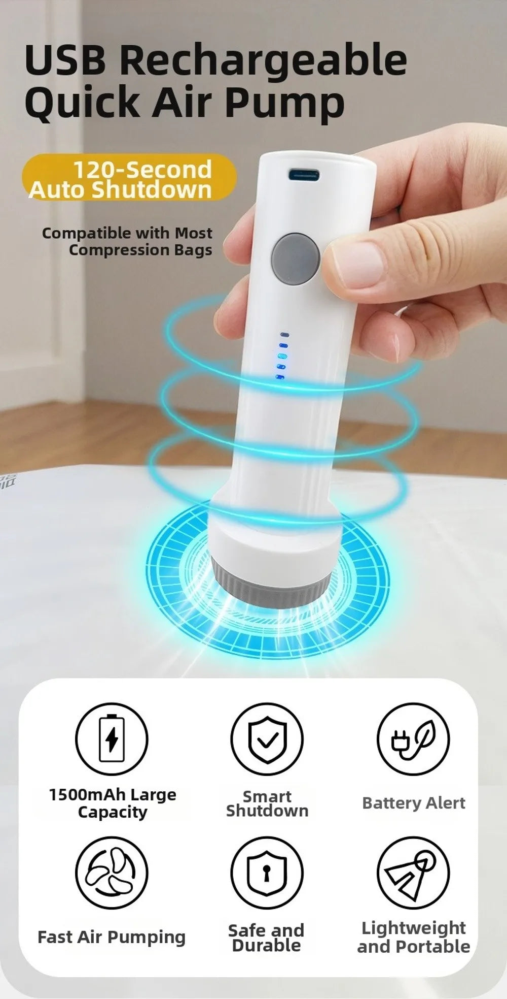 Rechargeable Vacuum Storage Bag Pump